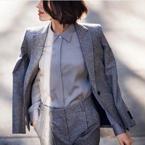 NEW Theory Grey Fitted Shirt in Stretch Silk XS